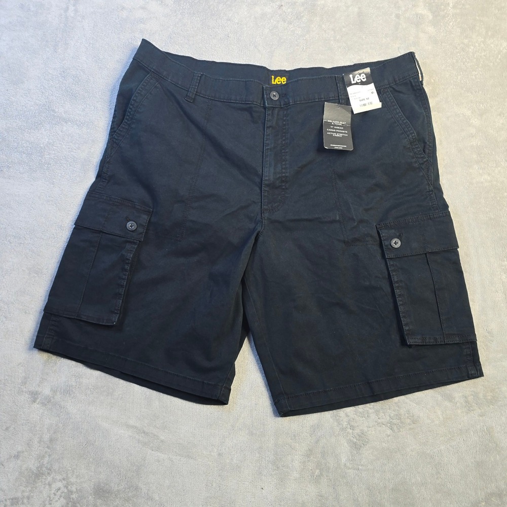 Lee Cargo Shorts Mens 42 Black Relaxed Fit Active Stretch Gorpcore Workwear
